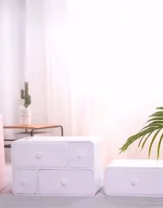 Storage Box Rak Laci Serbaguna / Kotak Penyimpanan Pakaian Dalam Kaos Kaki Bra / Lemari Plastik Laci Susun Floral 2 Tingkat