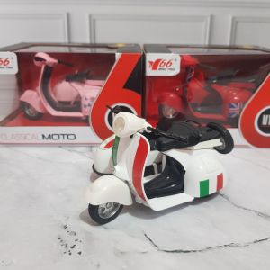 Mainan Diecast Motor Vespa Sidecar Klasik - Diecast Motor Vespa Sespan Classic