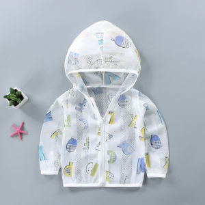 Childrens Summer Lightweight Sun Protection Clothes Boys Girls Baby Outerwear Breathable UV Protection Casual Polyester Fiber