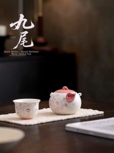 Hand-painted Nine-Tailed Fox Ceramic Teapot Home/Office Use Gift Packaging