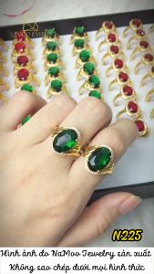 Nhẫn Nữ Thời Trang N225 Trang Sức Thanh Lịch Mặt Đá Màu Xanh Siêu Xinh