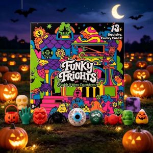 Funky Frights Mini Squishy Fidget Toys Squish-O-Ween Halloween Countdown Set (13 Squishy Toys Included)