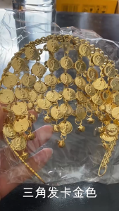 Set Kalung Anting Belly Dance India Gold Aksesoris Tari Perut untuk Pertunjukan Panggung Wanita