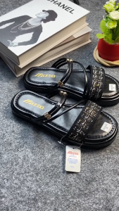 Sandal Wanita Elegan Kekinian Terbaru Korean Style Slide Rajut Size 37-40 - Free Boox