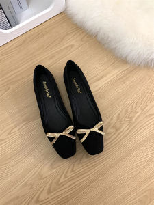 Evening Style K-style with Skirt Rhinestone Shoes Womens Shoes French Summer New Boat Shoes Flat Shoes Work Clothing Black Shoes