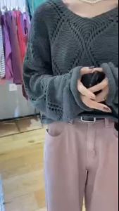 Baju Sweater Rajut Wanitalengan Panjang Vintage Knit Top