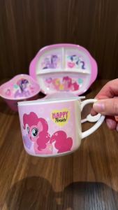 My Little Pony Toddler Dinnerware Unbreakable Food Grade Melamine BPA-Free Kids Feeding Set with Utensils Non-slip Easy Clean
