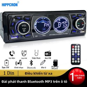 Hippcron 1 DIN Bluetooth Radio Trên Xe Hơi Âm Thanh Máy Nghe Nhạc MP3 Bộ Thu FM 60Wx4 Với Hỗ Trợ Thẻ USB/TF 12V Điều Khiển Từ Xa Đi Kèm