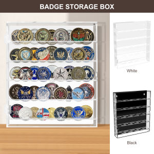 Acrylic Badge Desktop Storage Rack Large Capacity Pin Display Case with Magnetic Door Transparent Coin Display Frame for Decor