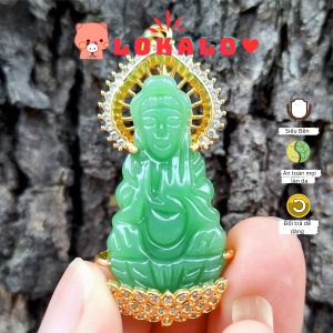 Mặt Dây Chuyền Phật Quan Âm Bồ Tác Cẩm Thạch Xanh Cười Vui Vẻ Lokalo - Đeo Rướt May Mắn Tài Lộc 21.5.2024
