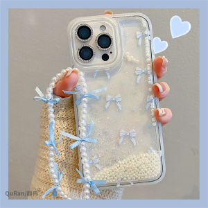 Pearl Sandflowering Butterfly Knot Phone Case for  16 15Promax 14 with Pendant 13 Trendy Small Fragrance Style Acrylic Protective Shell