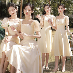 ชุดเจ้าสาวสีชมพูทอง ชุดราตรียาวปานกลางสไตล์ย้อนยุค เดรสผู้หญิงฤดูใบไม้ร่วง/ฤดูหนาว ชุดราตรียาวปานกลาง ชุดราตรียาวปานกลาง