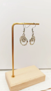 Made-to-Order SG - Silver Loops Rhinestone Drop Earrings Handmade Contemporary Earrings Collection
