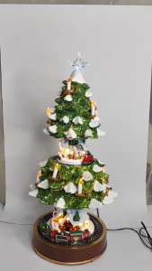 ONELINE #F23046 Animated Musical Christmas Tree Village with Moving Trains & LED Lights for Festive Decor