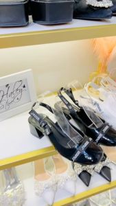 Giày búp bê marry JDR HALEY STORE gót vuông 5cm mũi tròn đính nơ chữ tiểu thư công chúa cổ điển vintage lolita