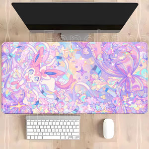 Potdemiel | Mouse Pad Eevee pokemon gaming Anime HD printing Kawaii PC Non-slip base Keyboard overlock Office Mousepad overlock XXL Desk Mat