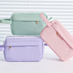Soft Corduroy Pencil Case Makeup Bag Available in Multiple Colors Large Capacity Multifunctional Storage Portable and Practical