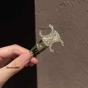 กิ๊บติดผมทรงสามเหลี่ยมประดับเพชรเงินและทองคำสุดหรูหรา ทรง BB แฟชั่นโชว์รูม สไตล์เกาหลี ดีไซน์ด้านข้าง กิ๊บติดผม