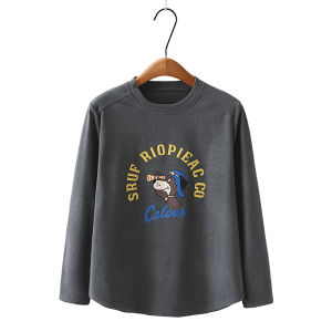 Áo Thun Dài Tay Cổ Tròn Dày Mùa Đông in Họa Tiết Hoạt Hình Cho Nữ Cỡ Lớn Áo Lót Hai Mặt Bằng Vải Nhung Thoải Mái