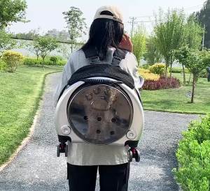 Transparent Space Capsule Pet Trolley Carrier Case Large Capacity Multi-Use Double-Shoulder Dog Cat Bag