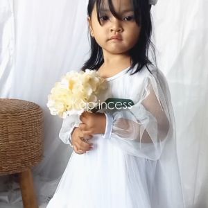 Gaun Putih Untuk Bayi 6 12 Bulan Mewah Elegan Model Terbaru 2025 Baju Baptisan Anak Perempuan Korean Style Hari Raya Lebaran Dress Aqiqah Akikah Bayi Cewek Warna Putih Broken White KA155