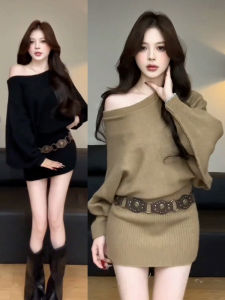 ZHENMANZI | Spring New Arrival Korean Style Off-Shoulder Knitted Dress