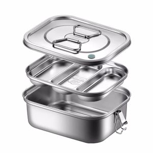 304 Stainless Steel Lunch Bento Boxfor Kids Adults Portable Double Layer Sealed Bento BoxInsulation Food Storage Picnic Box