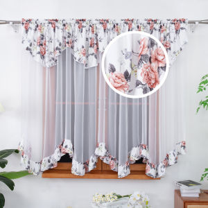 1PC Rustic Rose Floral Sheer Curtain Light‑Filtering Window Curtain Kitchen Bedroom Farmhouse Decor Lovely Housewarming Gift