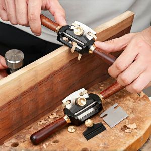 Adjustable Two Handed Mini Planer ToolAluminum Alloy Woodworking Cutting Plane Spokeshave Hand Trimming Tool Manual Wood Planer