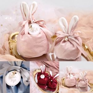 2025 Velvet Easter Bags Cute Bunny Gift Packing Bags Rabbit Chocolate Candy Bags Wedding Decoration CNY Chinese New Year Gift Bag