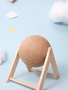Lovinland Cat Scratch Board Cat Ball Toy Wooden Cat Scratch Ball Kittens Claw Sisal Rope Cat Climb Durable Cat Scratch Post