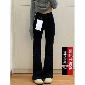 High Waist Stretchy Slimming Black Micro Flare Jeans Womens Spring Autumn Cotton Elastic Skinny Pants Long Trousers