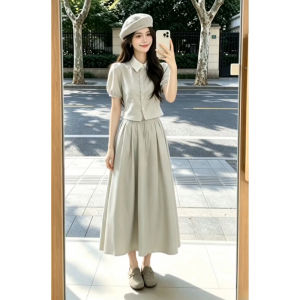 LIRENQING | Unique Beautiful Youthful Korean Style Green Short Sleeve Dress