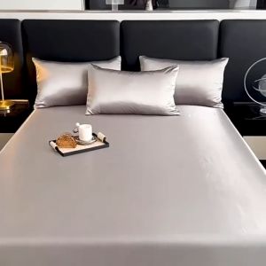 Satin Silk Bedsheet Full Garterized Sheet Soft Cool Touch Satin Bedsheets Hotel Quality Pillowcases Single/Double/Queen/King size