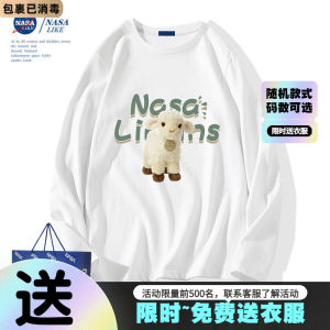 NASA Joint Name ~ White Liner Pure Cotton Couple Clothes Long Sleeves T-Shirt Men and Women Loose Bottoming Shirt Tops 2023 New Arrival