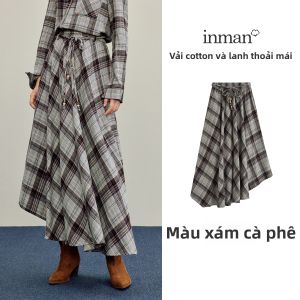 INMAN | Chân Váy A-Line Họa Tiết Caro Bất Quy Tắc Vintage