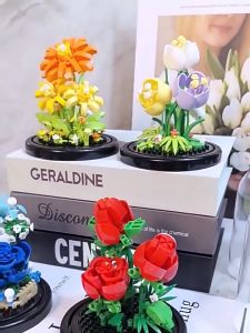 【With Box】Flowers Set Building Blocks Toys Romantic Roses Daisy Sunflower Flowers Gift for Girls Valentines Day Gifts
