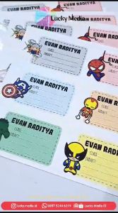Sticker Nama Buku Sekolah Custom Isi 36pcs / Stiker Nama Anak Label Buku Pelajaran Mapel