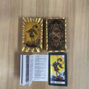 Spanish and English Golden Foil Tarot Cards 12x7cm Divination Prophecy Deck for Beginners with 2-Languages Guidebook Taro