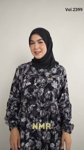 NMR Midi Dress Rayon Viscose Kerut Vol 2399-1