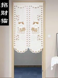 Curtain Rèm Cửa Nghệ Thuật Nhật Bản Cổ Điển Rèm Cửa Bằng Vải Ren Hình Mèo May Mắn Rèm Cửa Không qua Người Rèm Cửa Bằng Gỗ