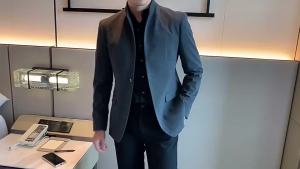Áo Blazer Nam Màu Trắng/đen Đơn Hàng Khuy Kiểu Dáng Lịch Sự/thường Ngày Áo Vest Nam Trang Phục Biểu Diễn Sân Khấu Dự Tiệc Cưới Cổ Mandarin