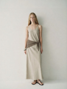 INSIS FEMME | Washed Pure Linen Summer Simple Stylish Bias Cut Frayed Camisole Dress