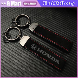 Honda Vintage Double-sides Crazy Horse Custom Name Number Leather Key Chain Laser Engrave Car Logo Key Chain Ring Personalize Key Ring Honda City Civic Beat Click Jazz Wave Universal Outlet Accessories