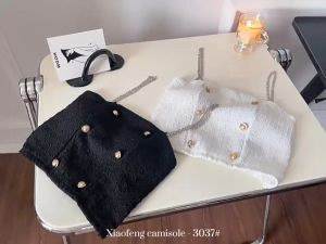 New style small fragrant style camisole womens chest pad inner button design sense chain French style beautiful back tube top #3037