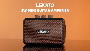 LEKATO AG-04 Mini Electric Guitar Amplifier 5W Dual Speakers with Clean Overdrive Effects Rechargeable Portable Guitar Amp