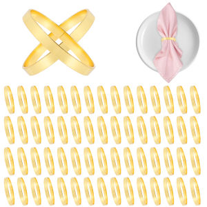 100pcs Round Golden Napkin Rings Simple Table Serviette Holder For Wedding Party Banquet Adornment Table Napkins Decoration