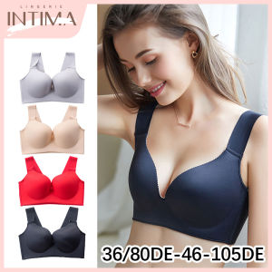 INTIMA Full Coverage Thin Cup Plus Size Bra for Fat Women Seamless Glossy Wireless Anti-Sagging Push up Ladies Underwear Enlarge Wide Straps Lingerie 36DE-46DE