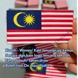 Malaysia Flag Badge Patch Lencana Jalur Gemilang Jahit MAGNET Pin Woven Sulam Bendera Malaysia KPM