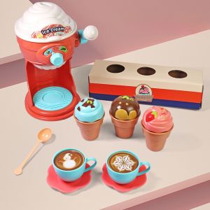 Childrens Kitchen Toy Ice Cream Maker Tea Time Cake Treats Sweet Cone Ice Cream Role Play Gift for Girls Plastic Material
